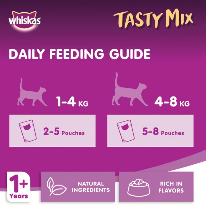 Expiring On- 30/05-  Whiskas Tasty Mix, Tuna & Crab Collection in Gravy (4 x 70g)