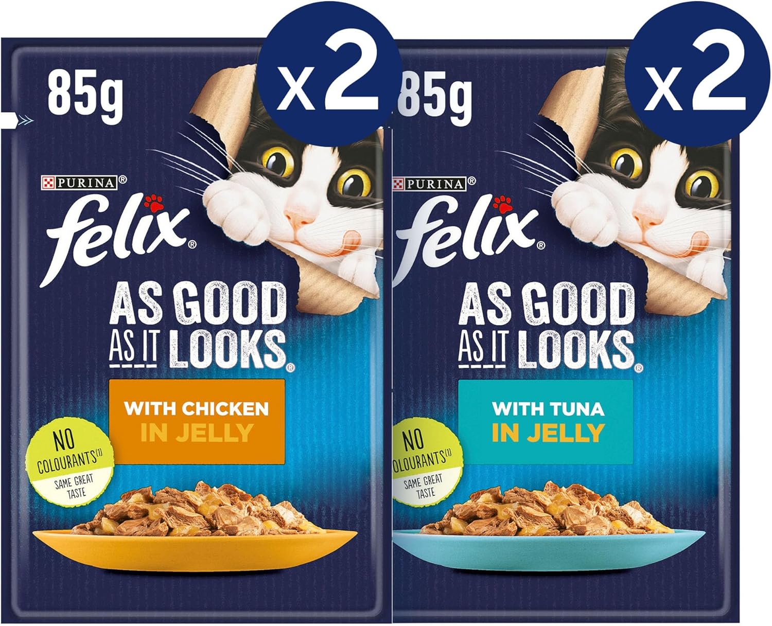 Expiring On- 30/06-  Purina Felix Adult Chicken + Adult Salmon Jelly 4x85g