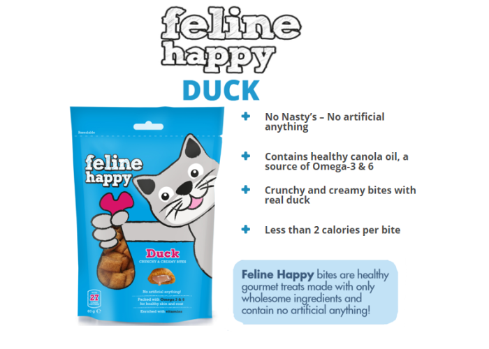 Feline Happy Duck Crunchy & Creamy Cat Treats 60g