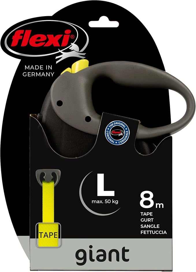 Flexi Giant Retractable Tape Lead L 8m Black/Neon