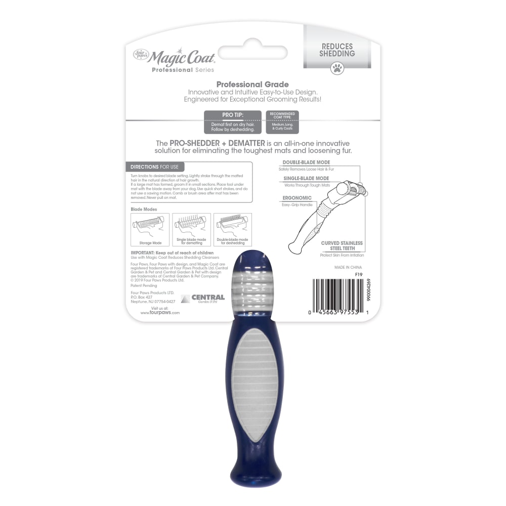 Four Paws Magic Coat Professional Series 2-In-1 Quick Shed Dematter Tool One Size