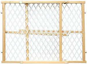 Four Paws Safety Gate Tall Wood Frame with Coated Wire 29.5-50" x 32"