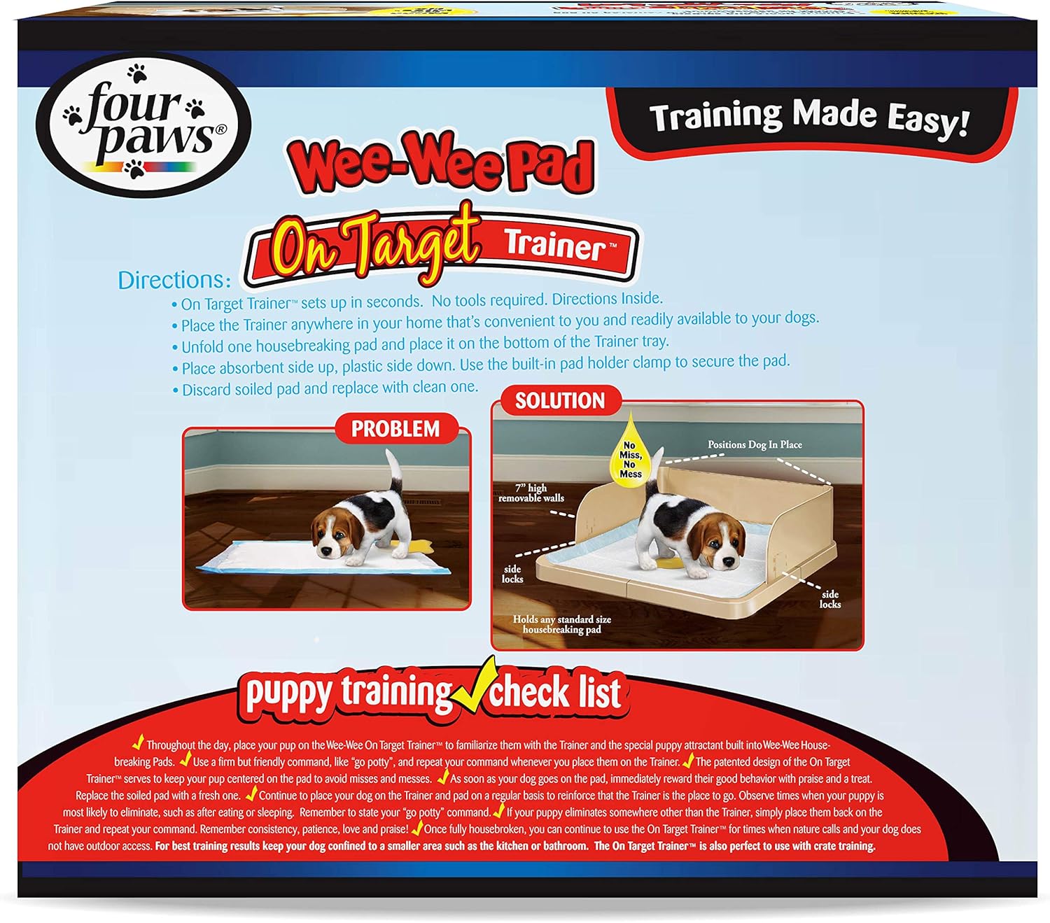 Four Paws Wee-Wee Pad On Target Trainer Dog and Puppy Training Tray 22" x 22" x 1.5