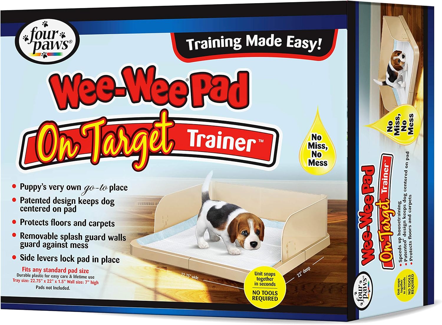 Four Paws Wee-Wee Pad On Target Trainer Dog and Puppy Training Tray 22" x 22" x 1.5