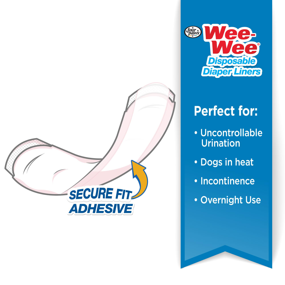 Four Paws Wee-Wee Wetness Indicator Diaper Super Absorbent Liners, 10 Pack 2.75 x 8.25 x 4.5