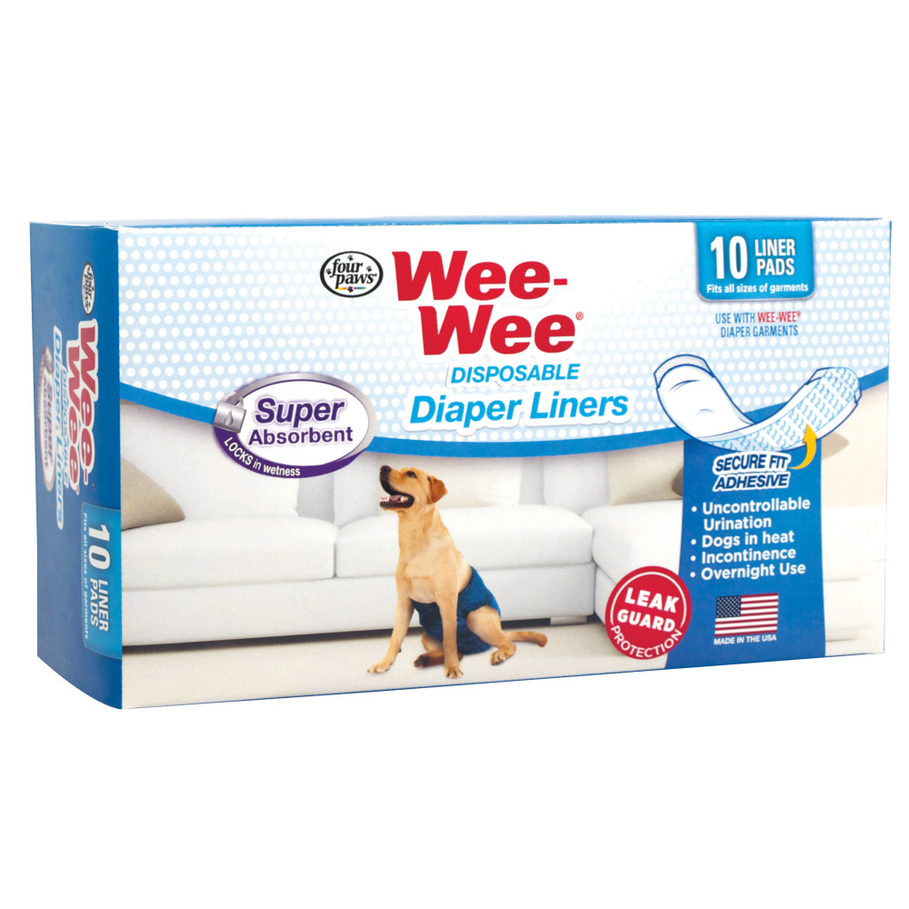 Four Paws Wee-Wee Wetness Indicator Diaper Super Absorbent Liners, 10 Pack 2.75 x 8.25 x 4.5