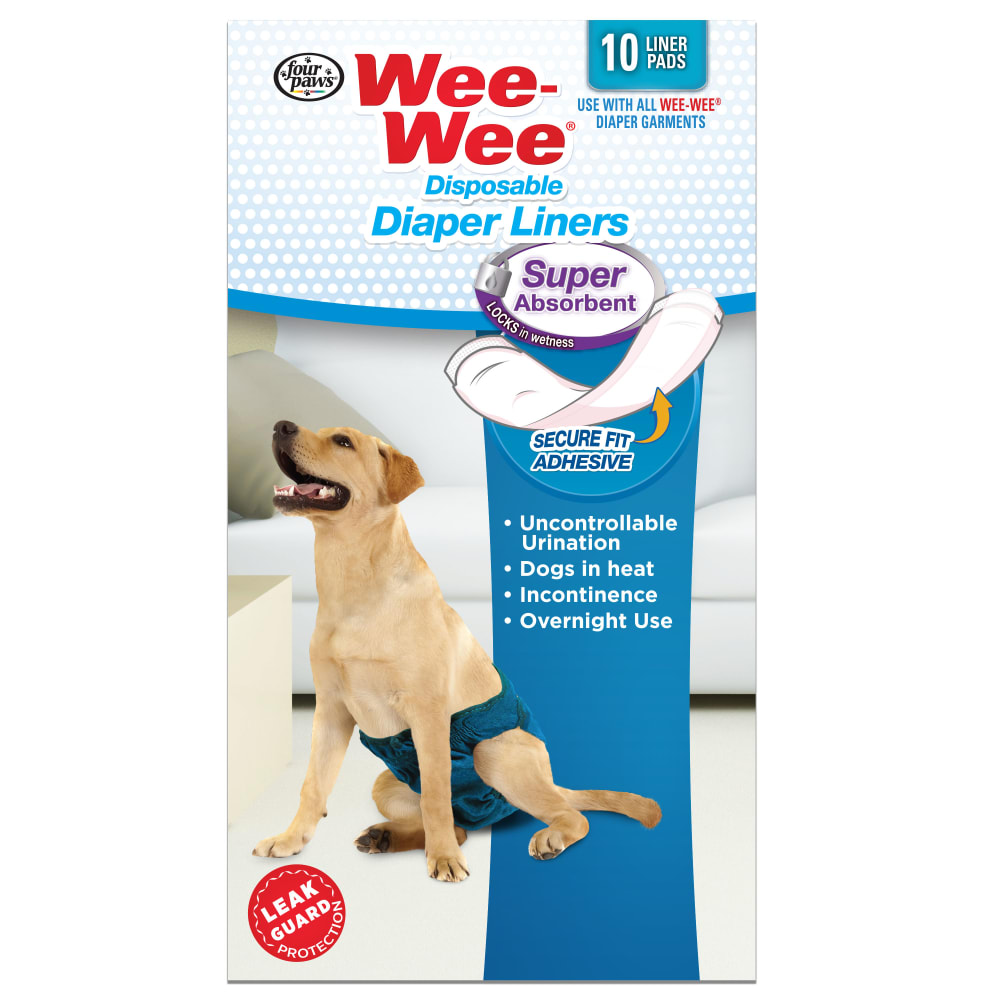 Four Paws Wee-Wee Wetness Indicator Diaper Super Absorbent Liners, 10 Pack 2.75 x 8.25 x 4.5