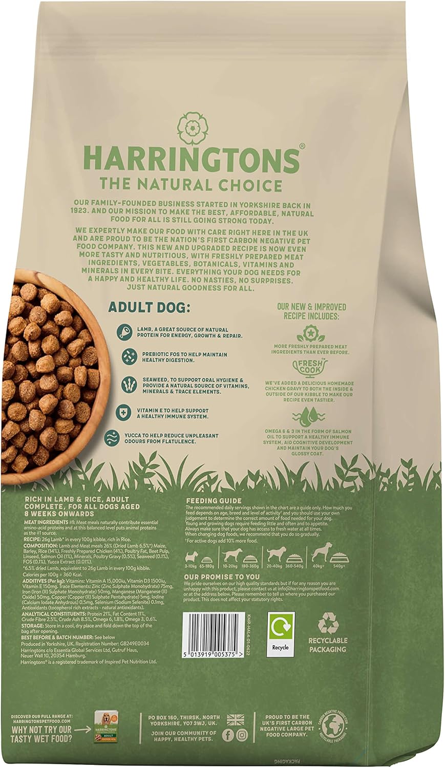 Harringtons Complete Lamb & Rice Adult Dry Dog Food 4KG