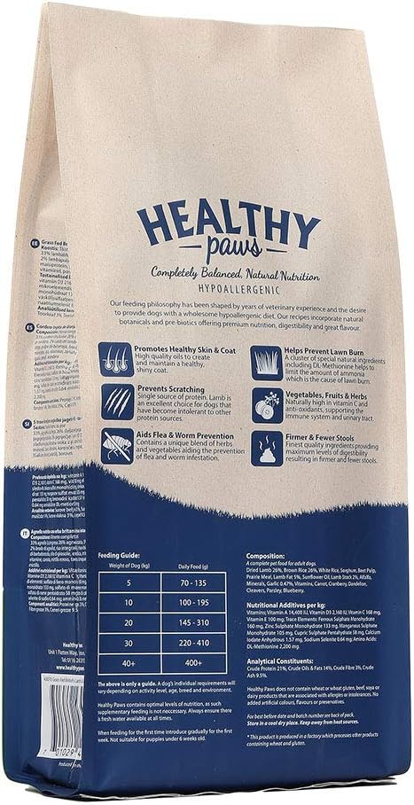 Healthy Paws Grass Fed British Lamb & Brown Rice Adult 2kg