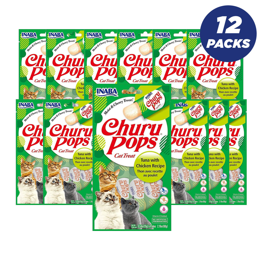 INABA CHURU POPS TUNA-CHICKEN 60g/4 sticks per pack - Pack of 12