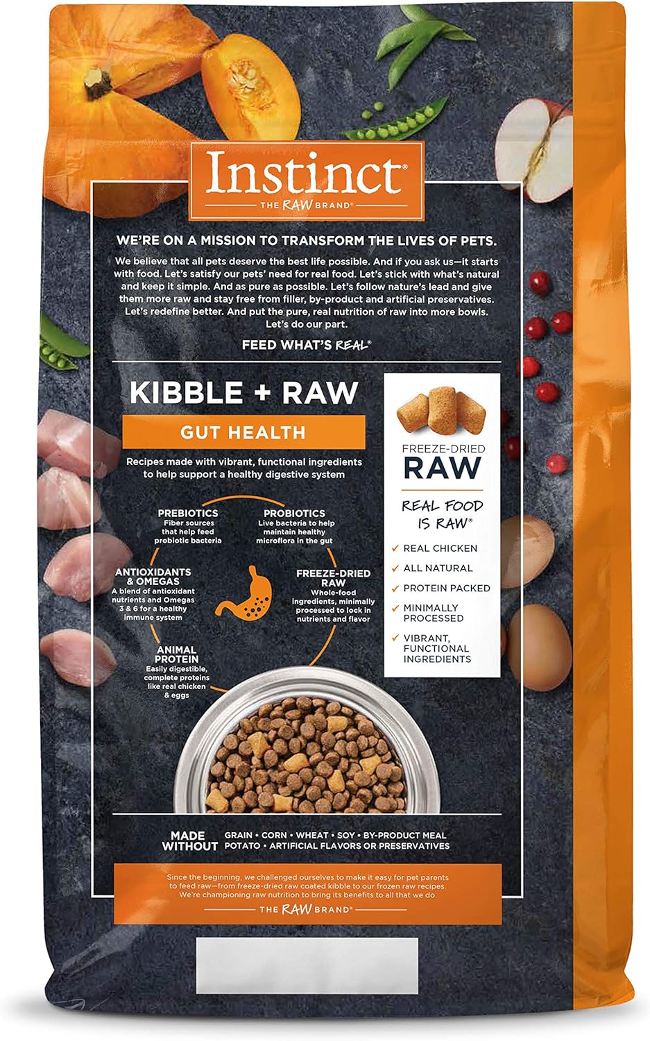 Instinct Raw Boost Kibble Chicken Gut Health Dog Dry Food 18lbs