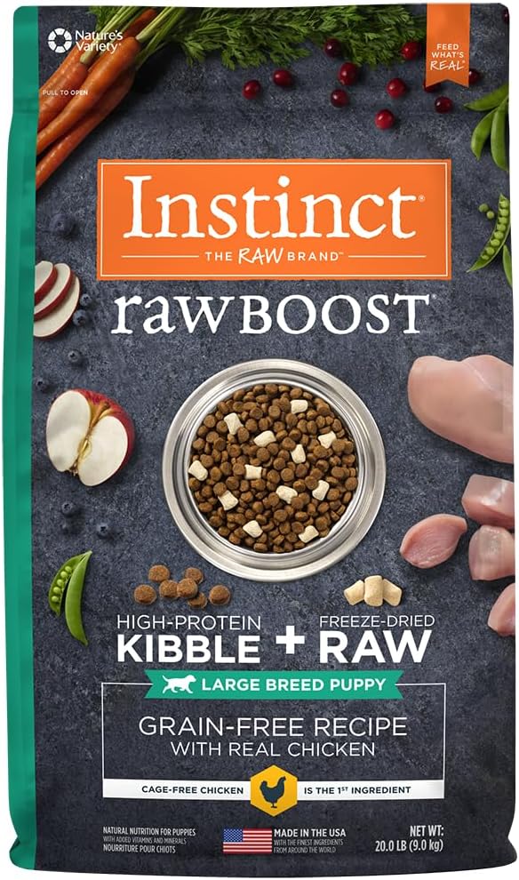 Instinct Raw Boost Kibble Chicken Puppy Large Breed Dog Dry Food 20lbs