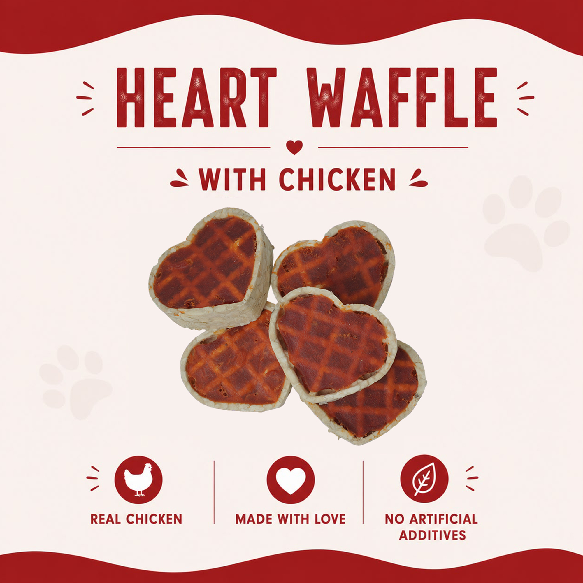Petrix Heart Waffle with Chicken Flavour Dog Chew Treat, 5 Pcs