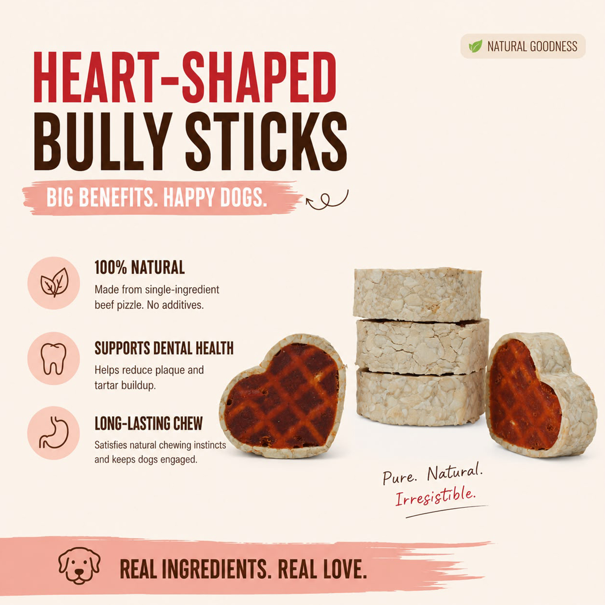 Petrix Heart Waffle with Chicken Flavour Dog Chew Treat, 5 Pcs