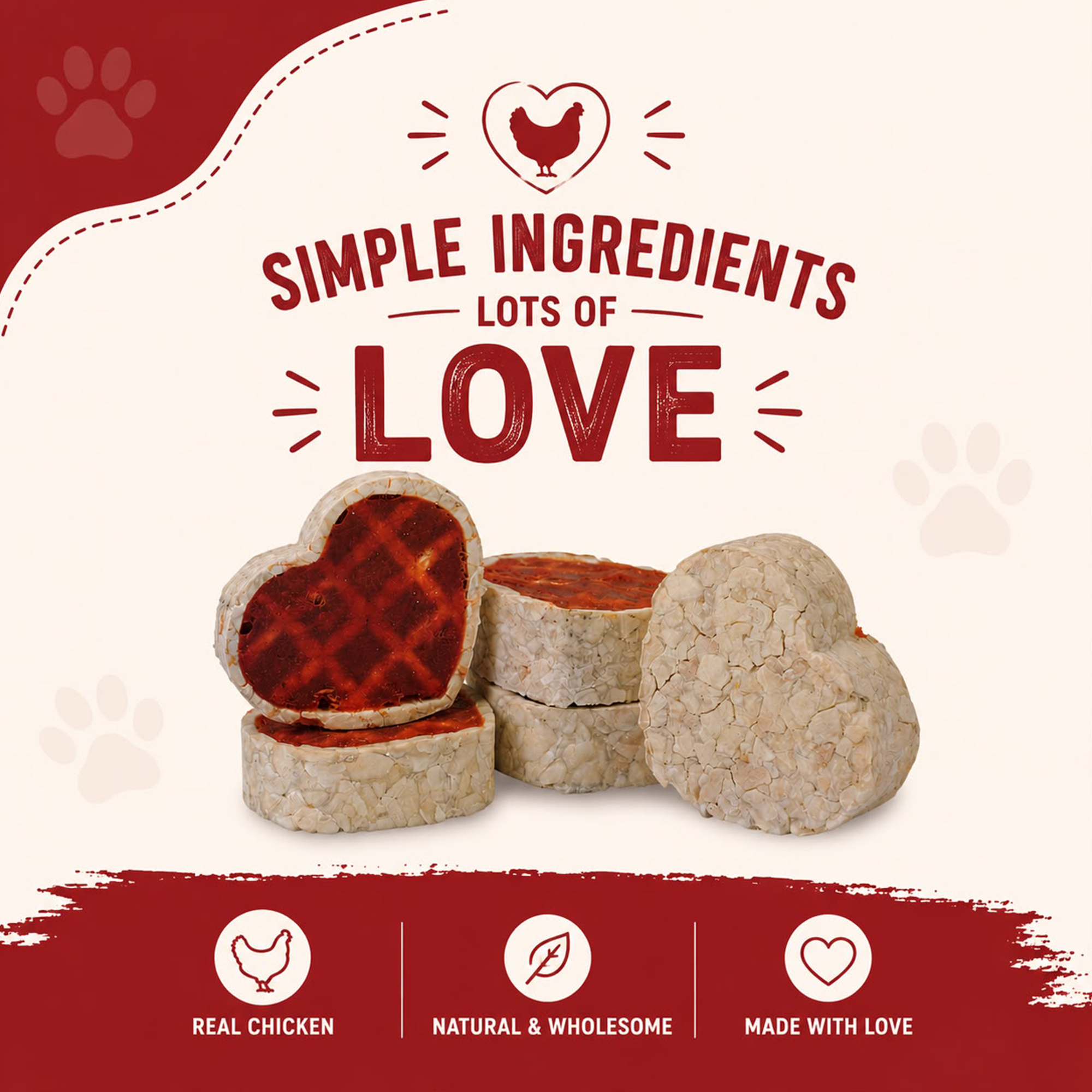 Petrix Heart Waffle with Chicken Flavour Dog Chew Treat, 5 Pcs
