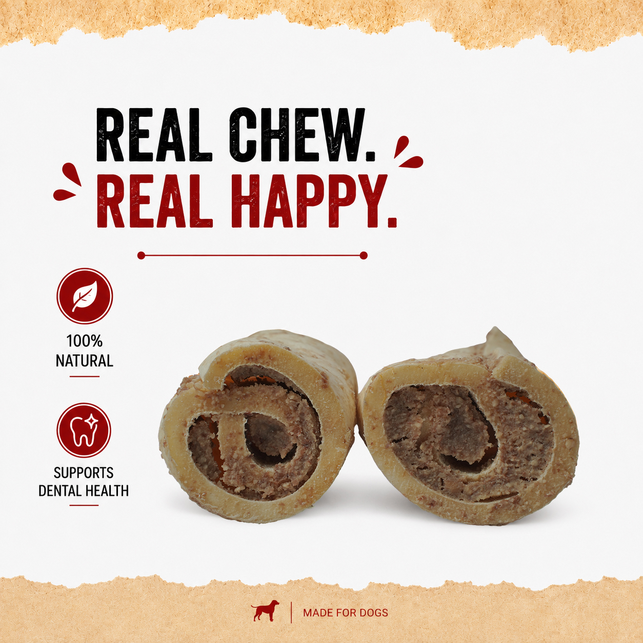 Petrix Small Cheek Roll Peanut Flavour Dog Chew Treat, 2 Pcs (6 Inch)