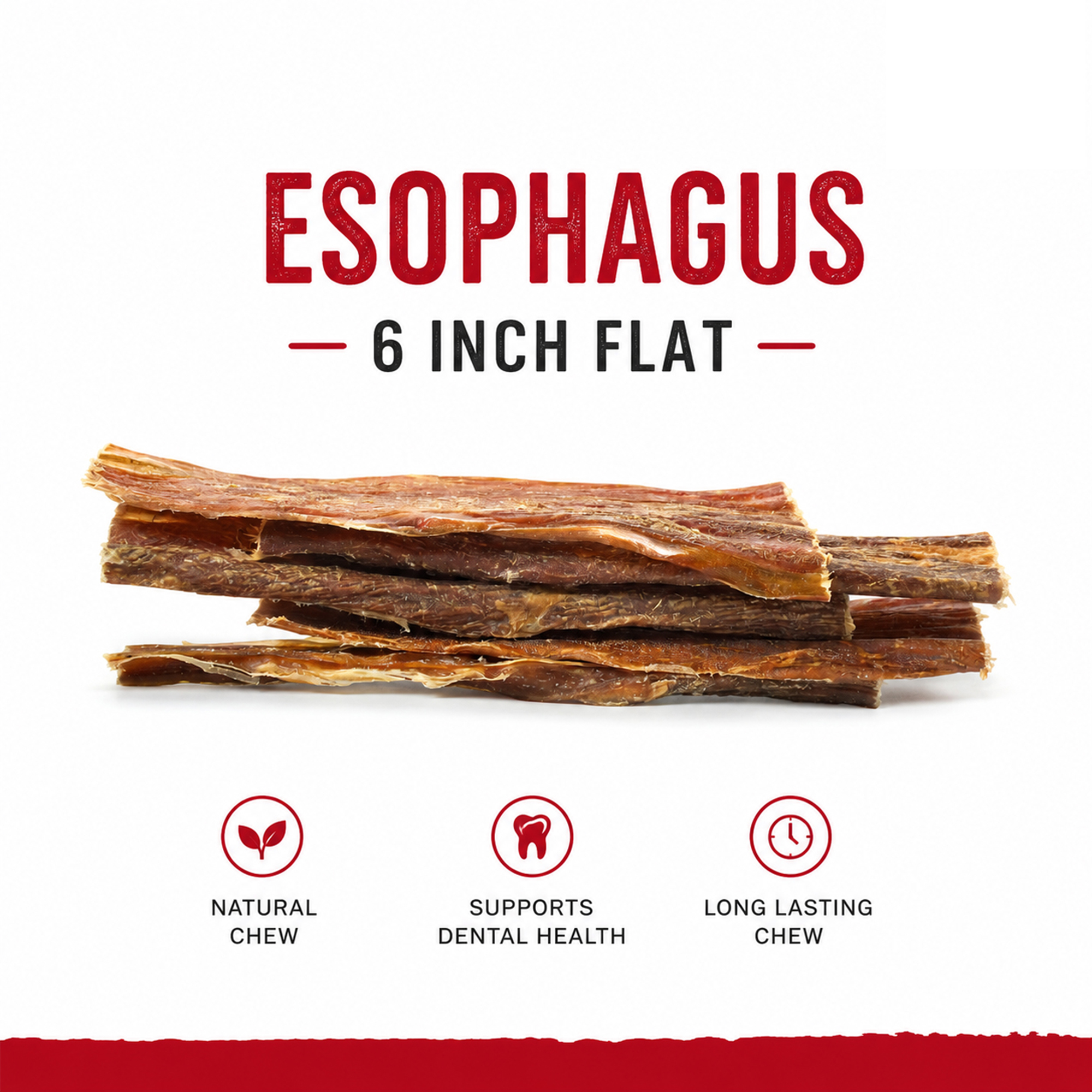 Petrix Flat Esophagus Natural Dog Chew Treat, 10 Pcs (6 Inch)