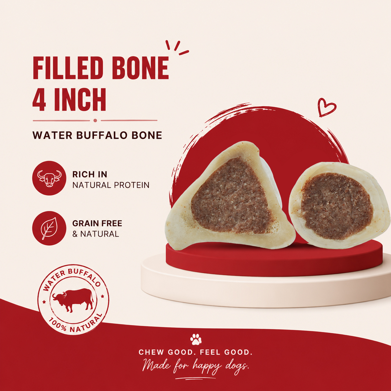 Petrix Filled Bone Dog Chew Treat, 2 Pcs (4 Inch)