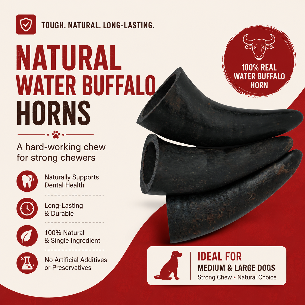 Petrix Natural Horn Dog Chew Treat, 3 Pcs (4 Inch)
