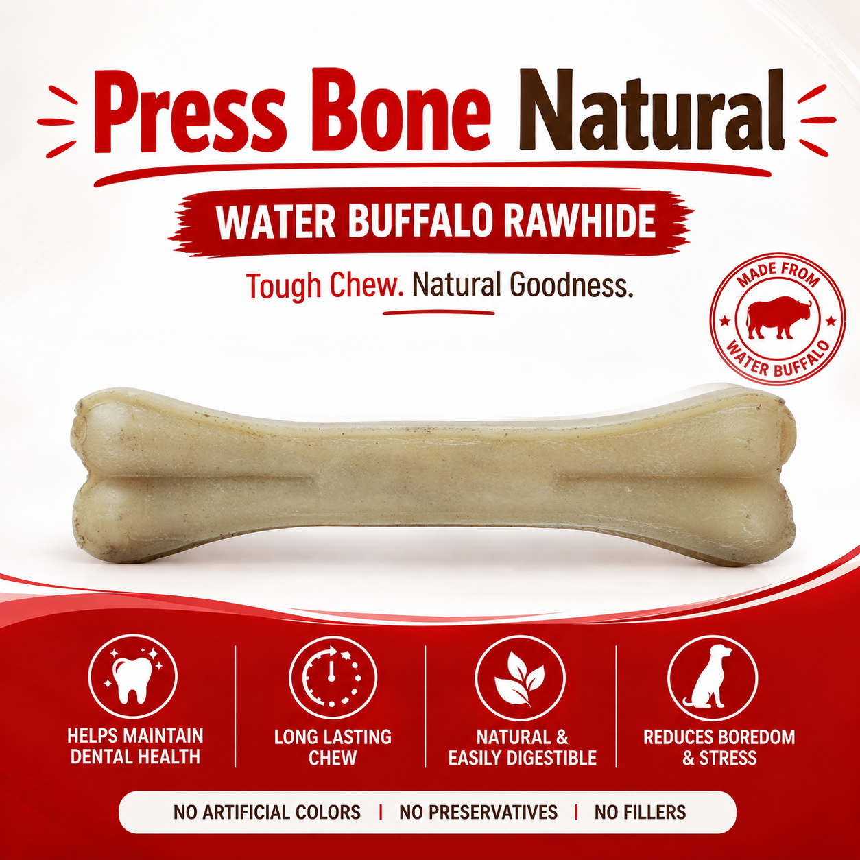 Petrix Natural Press Bone Dog Chew Treat, 6 Pcs (8 Inch)