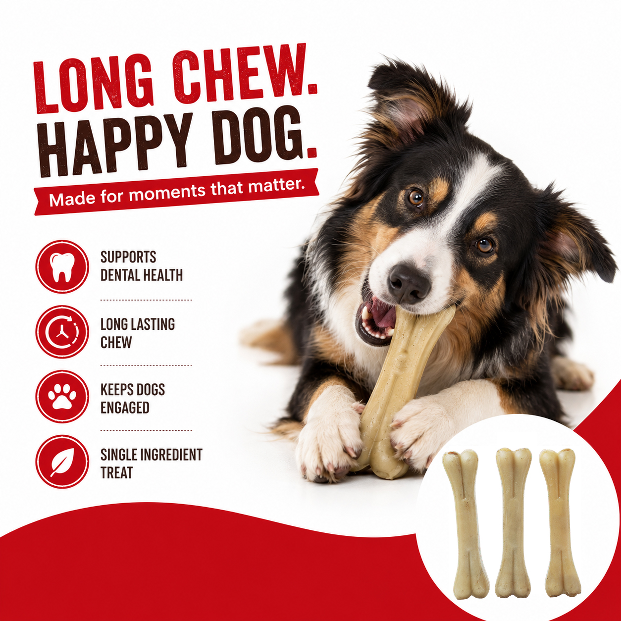 Petrix Natural Press Bone Dog Chew Treat, 6 Pcs (8 Inch)