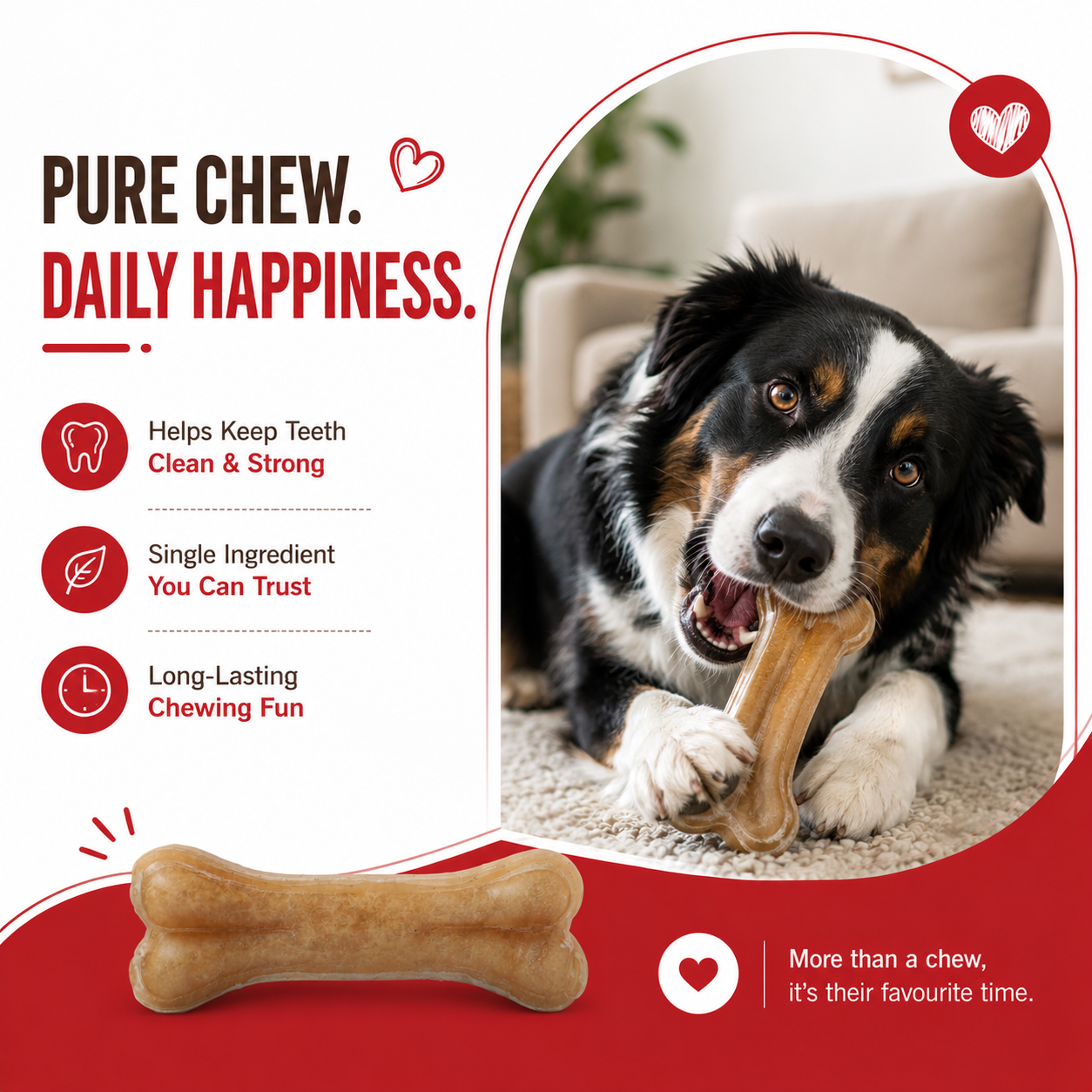 Petrix Natural Press Bone Dog Chew Treat, 6 Pcs (4 Inch)
