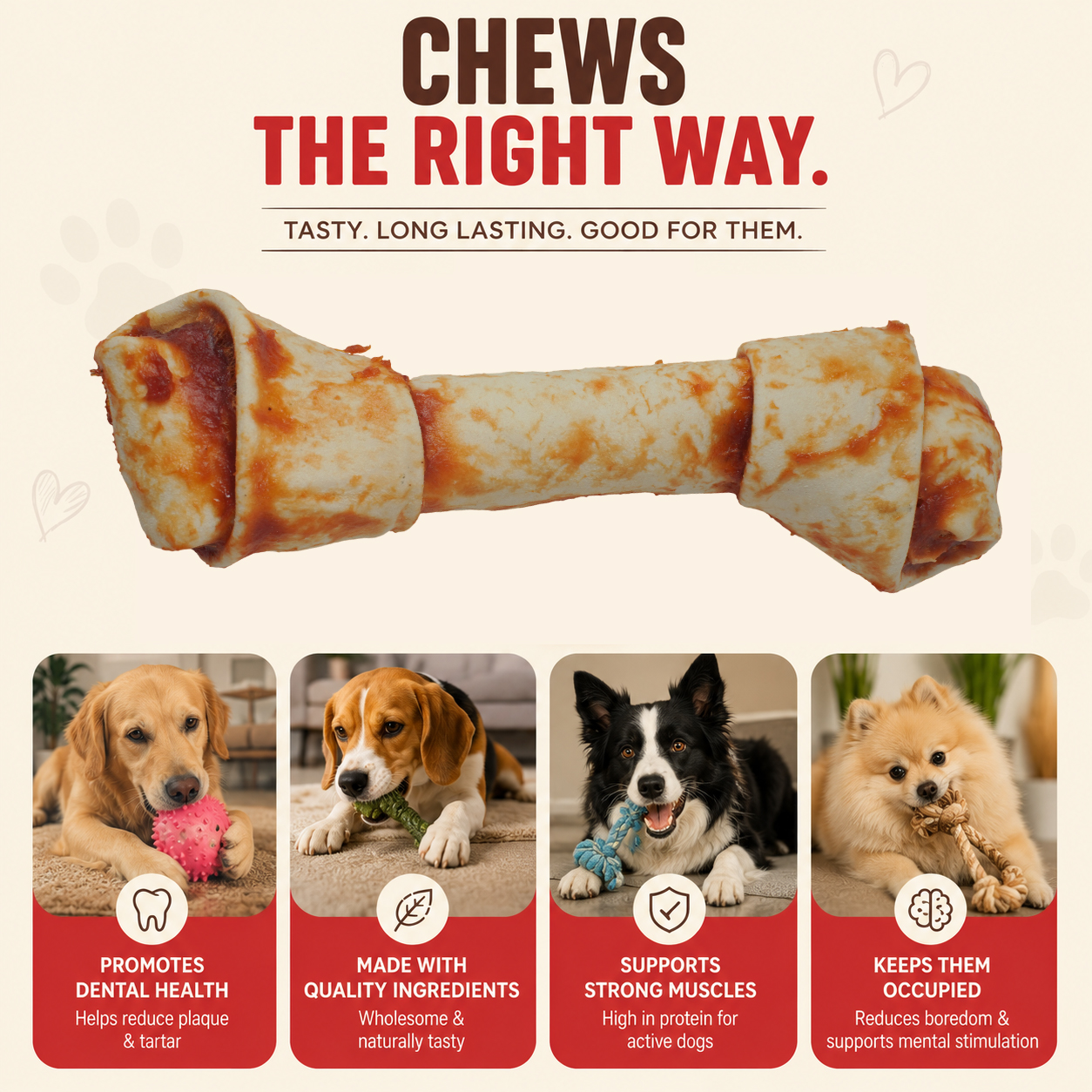 Petrix Knotted Bone Chicken Wrap Dog Chew Treat, 1 Pc (9 Inch)