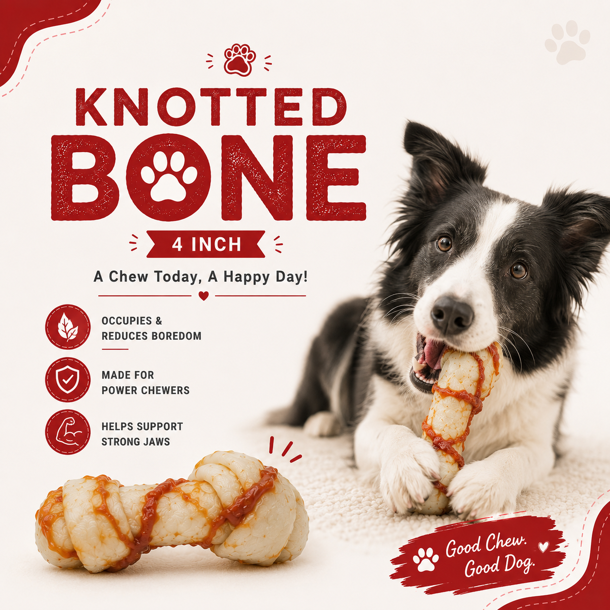 Petrix Knotted Bone Chicken Wrap Dog Chew Treat, 4 Pcs (4 Inch)