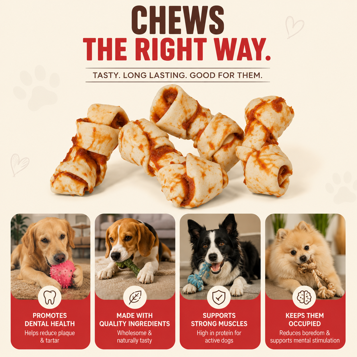 Petrix Knotted Bone Chicken Wrap Dog Chew Treat, 4 Pcs (4 Inch)