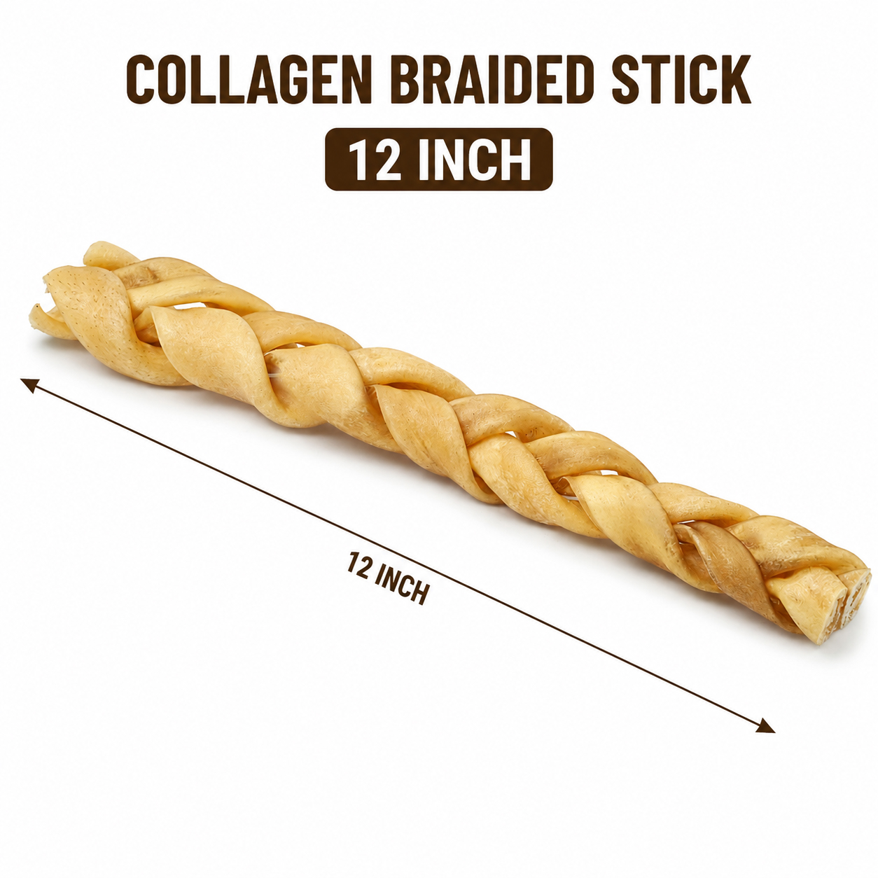 Petrix Collagen Braided Stick Dog Chew Treat, 4 Pcs (12 Inch)