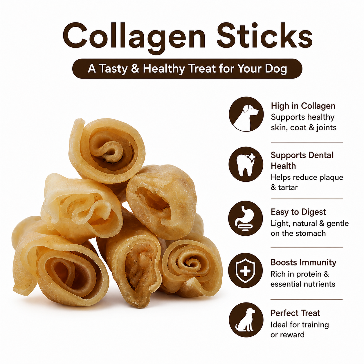 Petrix Collagen Stick Natural Dog Chew Treat, 6 Pcs (6 Inch)