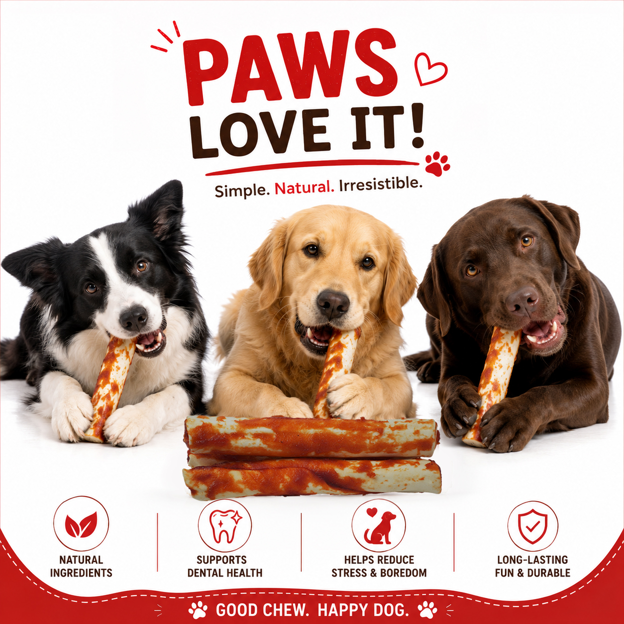 Petrix Retriever Roll with Chicken Flavour Dog Chew Treat, 3 Pcs (10 Inch)