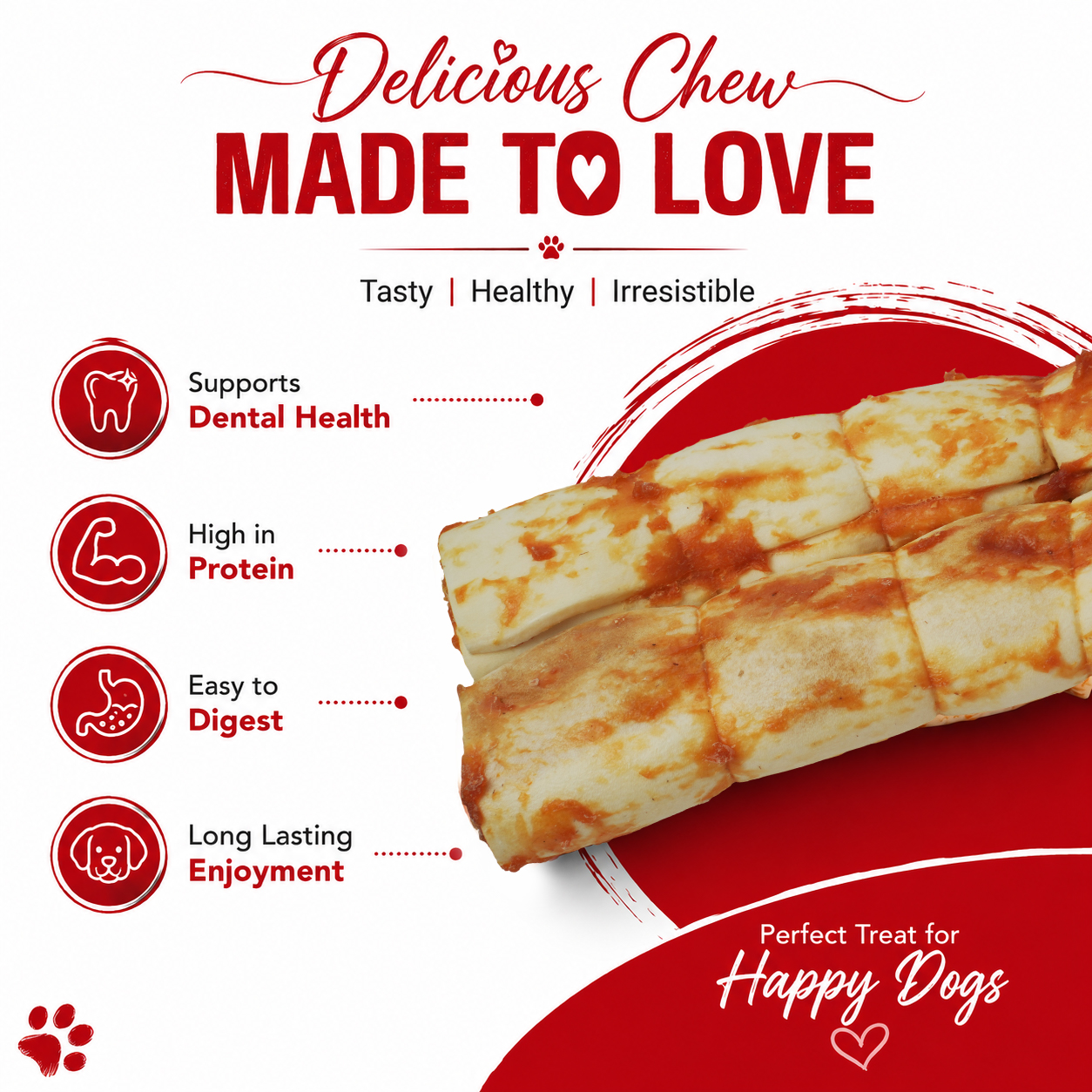 Petrix Large Cheek Roll Chicken Flavour Dog Chew Treat, 2 Pcs (10 Inch)