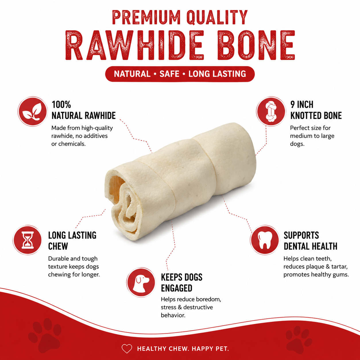 Petrix Small Cheek Roll White Natural Dog Chew Treat, 2 Pcs (6 Inch)