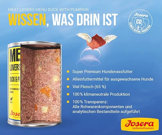 Josera Meat Lovers Menu Duck with Pumpkin Dog Wet Food 400g