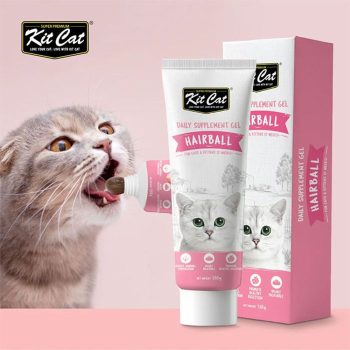 Kit Cat Daily Nutritional Supplement Gel For Cats & Kittens Hairball (120g)