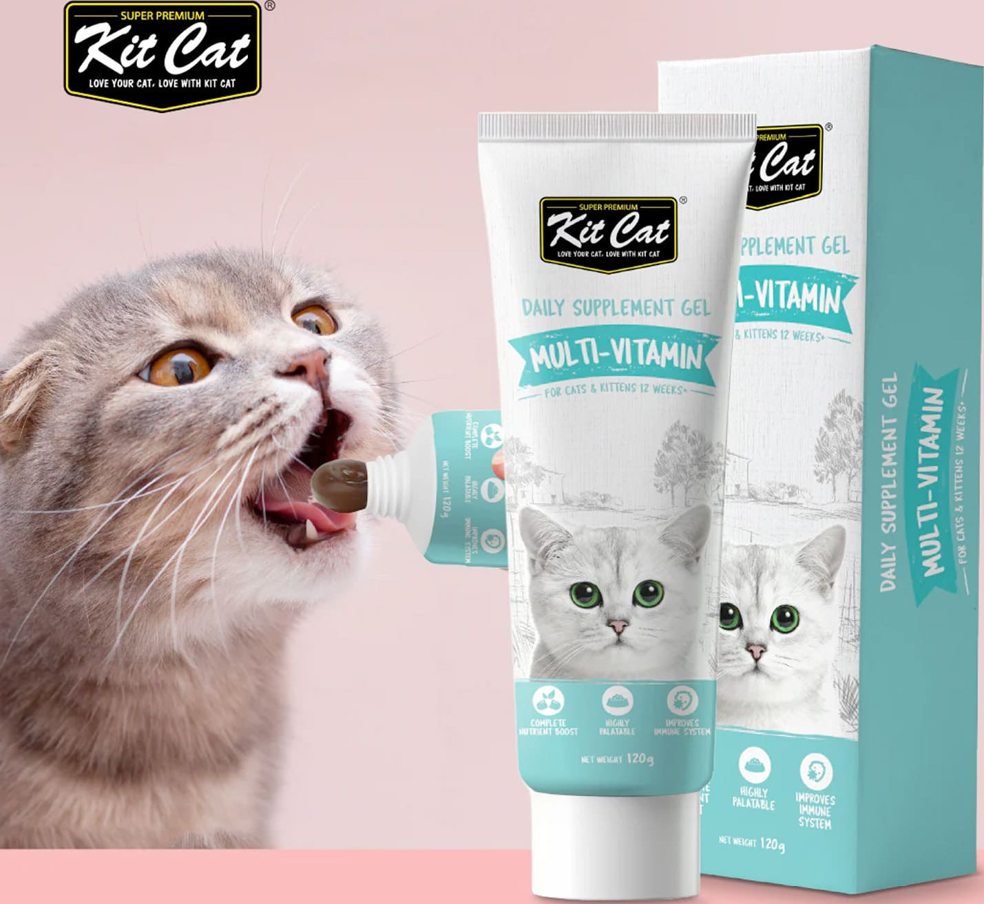Kit Cat Daily Nutritional Supplement Gel For Cats & Kittens Multi-Vitamin (120g)