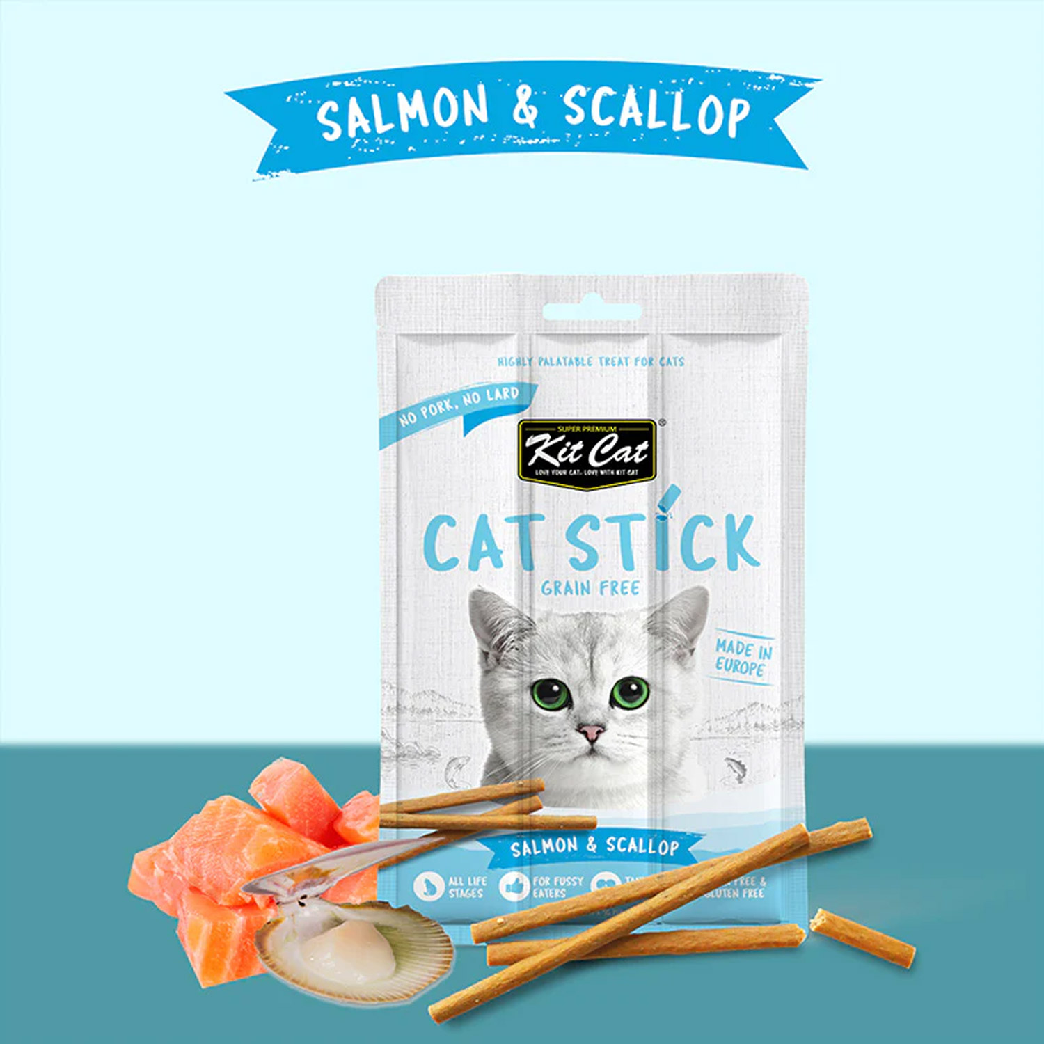 Kit Cat Grain Free Cat Stick Salmon &amp; Seafood 15g