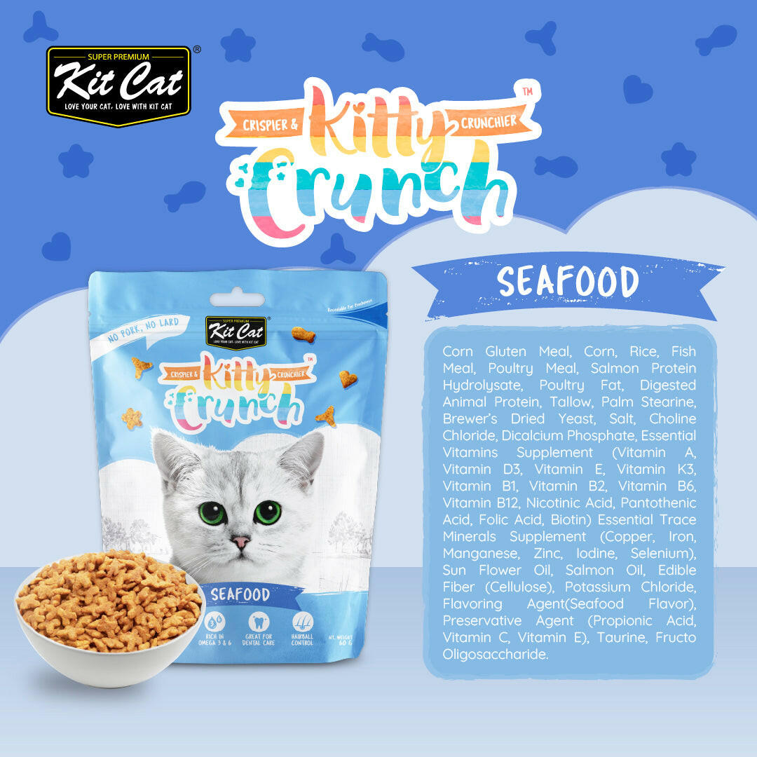 Kit Cat - Kitty Crunch Seafood Flavor (60g) - Pack of 12