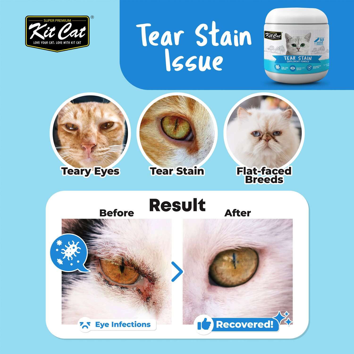 Kit Cat Tear Stain Supplement Powder 150g (5g x 30 Sachets)
