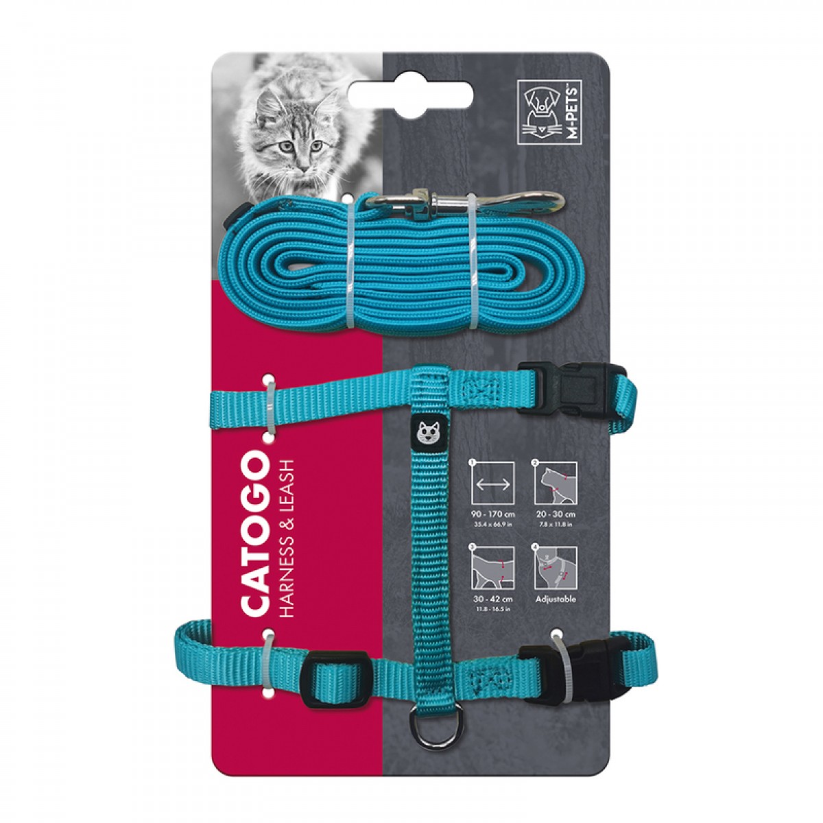 M-Pets Catogo Cat Harness & Leash Set Blue