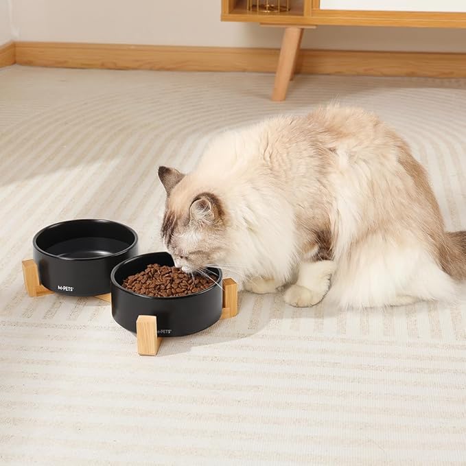 M-PETS OPERA Ceramic Bowls with Bamboo Stand Black 2x350ml