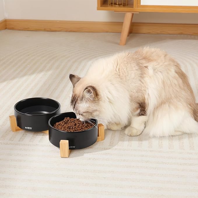 M-PETS OPERA Ceramic Bowls with Bamboo Stand Black 2x850ml