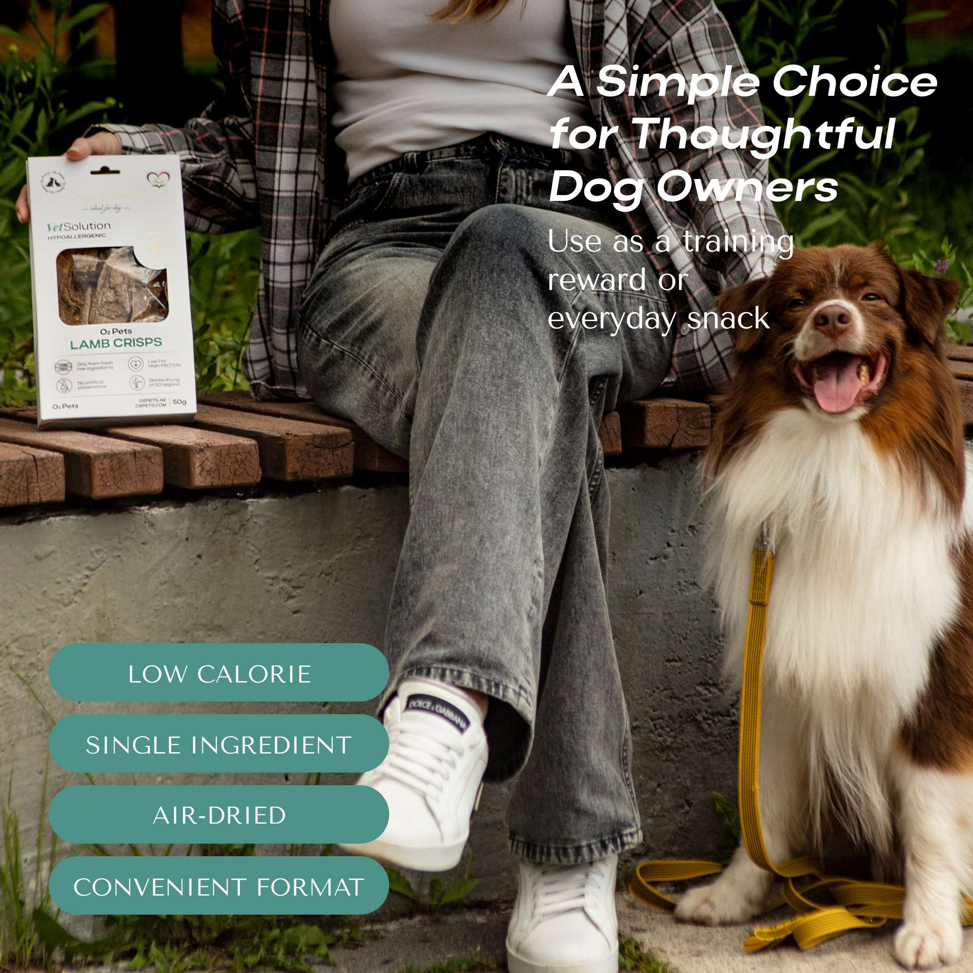 O2Pets Dog and Puppy Lamb Crisps Hypoallergenic Treats – 100% Lamb Tripe Single Ingredient Snack – Healthy Support for Digestive Health, Gut Microflora & Natural Immunity, Low Calorie & High Protein Dog Treat 50gr