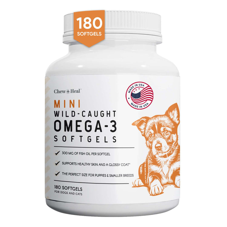 Chew & Heal - Mini Wild-Caught Omega-3 Softgels Skin & Coat Supplement for Puppies - 250gm