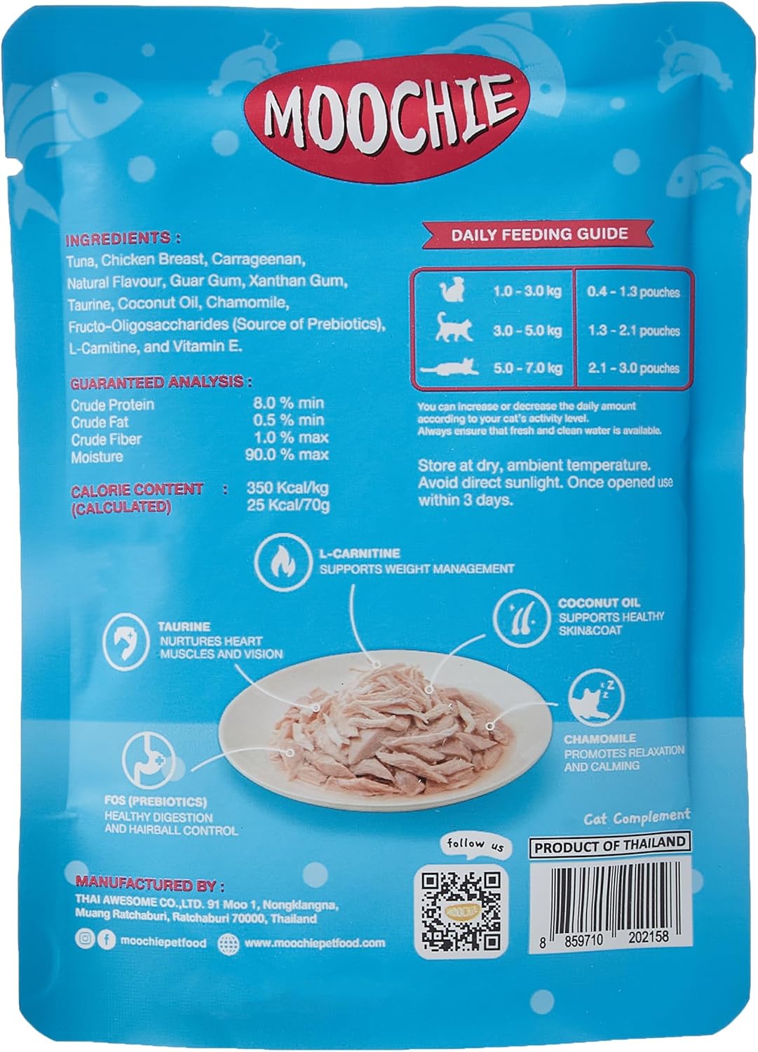 Moochie Cat Food Tuna & Chicken Breast Recipe in Jelly Pouch 70g Pack of 12