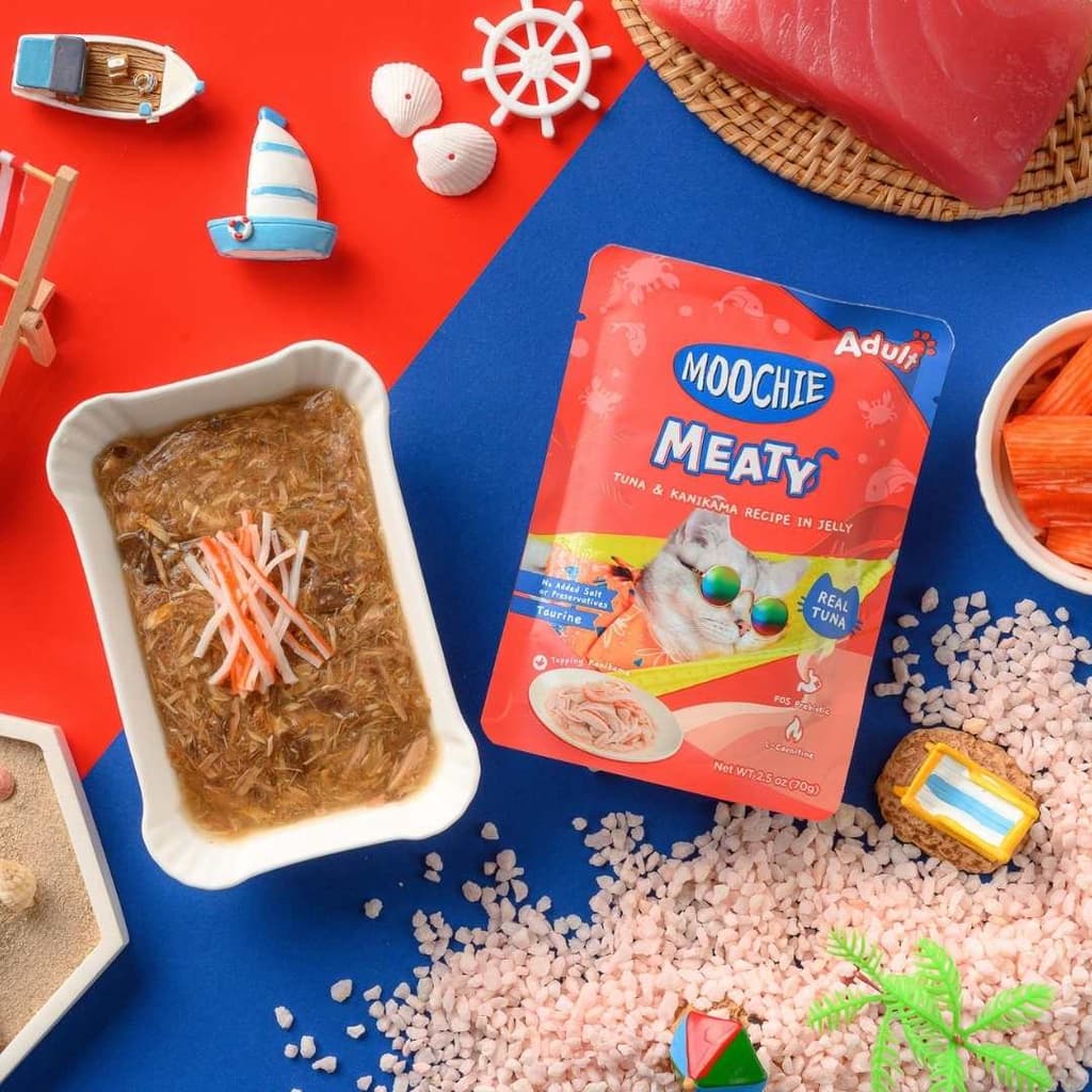 Moochie Cat Food Tuna & Kanikama Recipe in Jelly Pouch 70g Pack of 12
