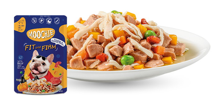 Moochie Dog Food Casserole with Beef - Fit & Firm Pouch 85g Pack of 12