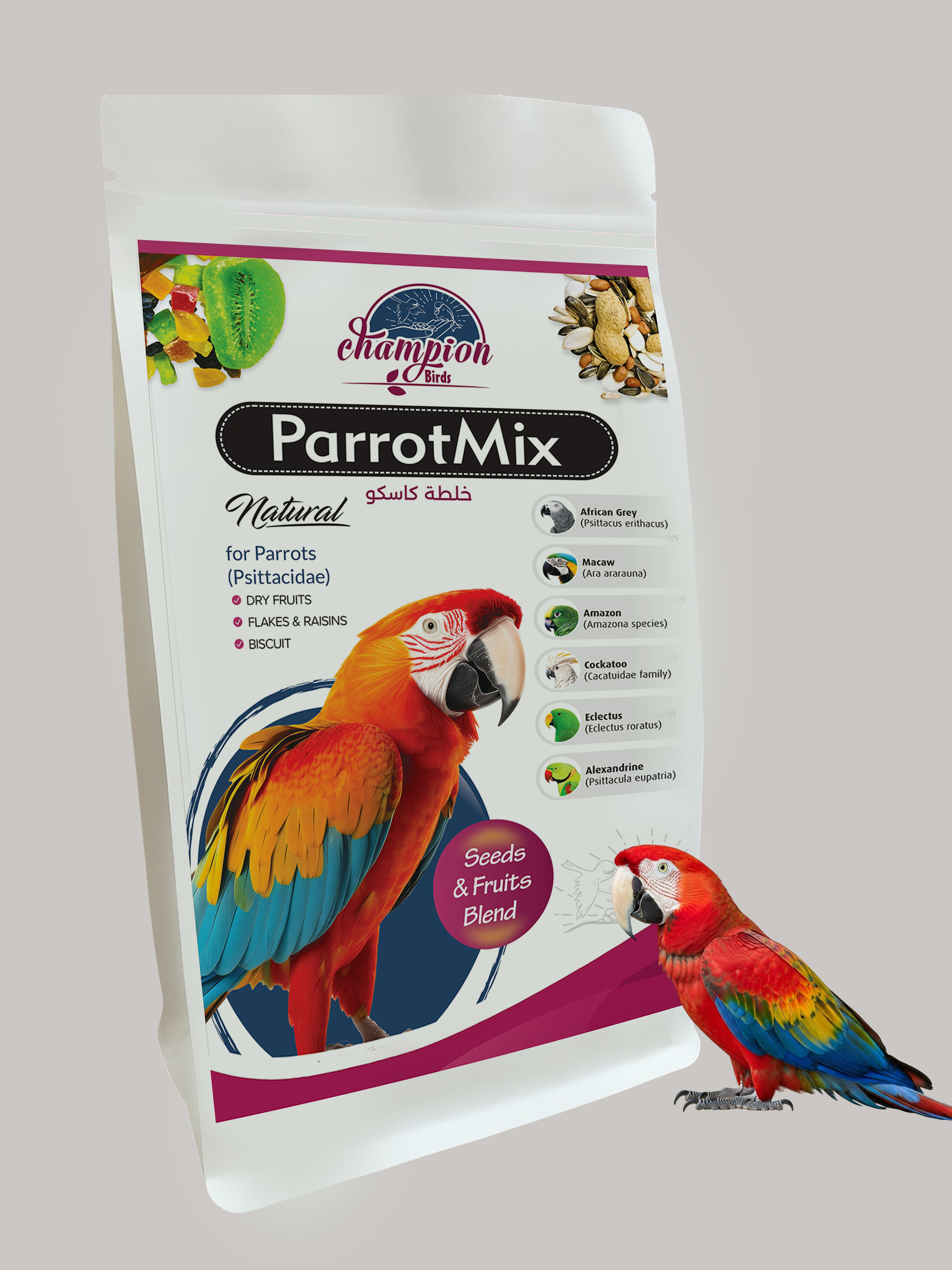 Champion Birds - Premium Mix for Parrots, Grey Parrots, Ringnecks, 700 Grams / 1.54 lb