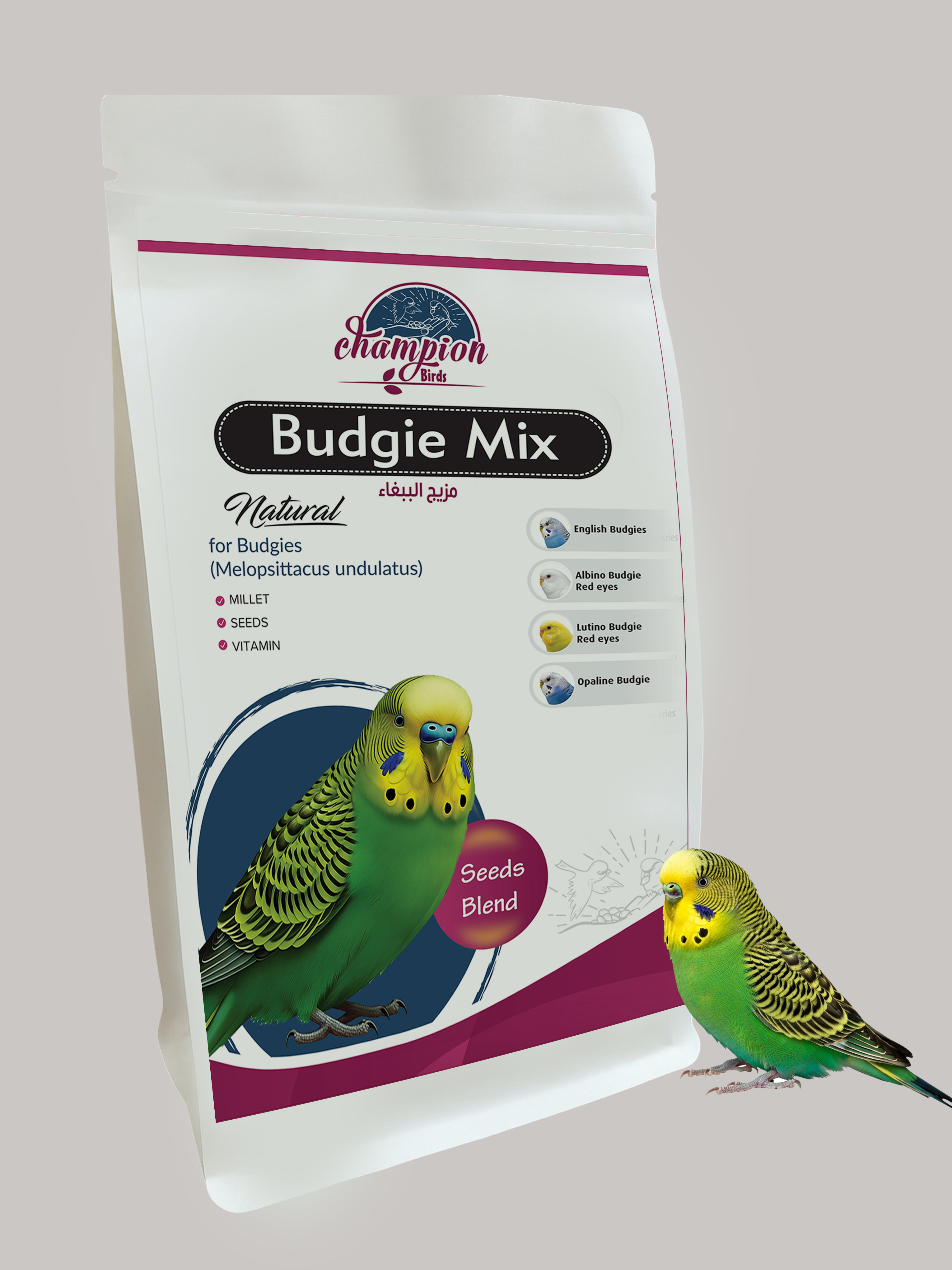 Champion Birds - Premium Mix for Budgies, 1000 Grams / 2.2 lb